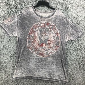 Raw State Tshirt Premium Mens XX Large Grey Burnout Cross Eagle Flag